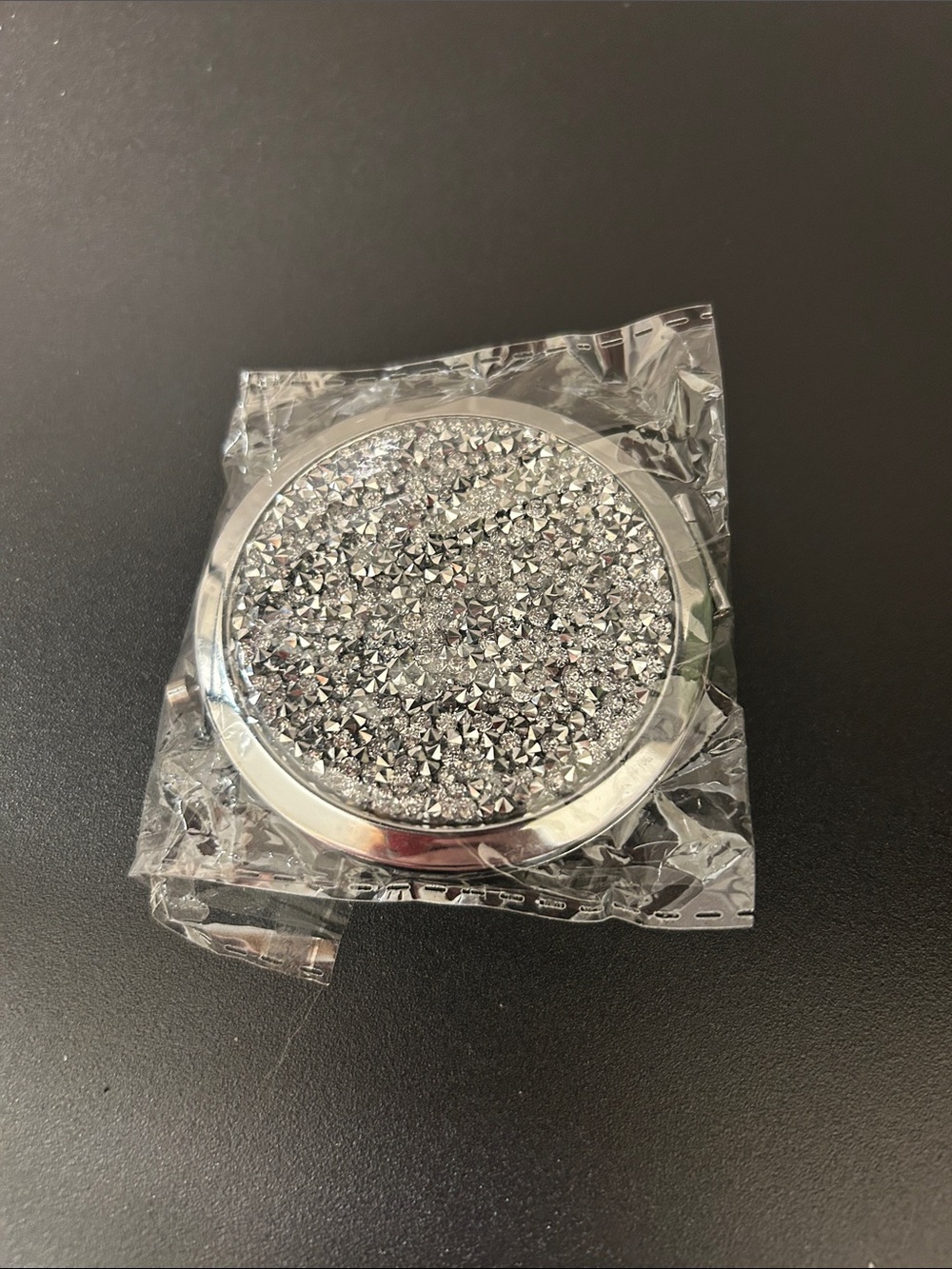 Silver Sparkle Crystal Look Round Compact Mirror (NWOT)